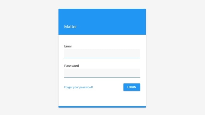 Matter's login page